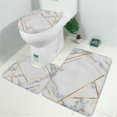 thumbnail image 2 of White Gold Geometric Marble Bathroom Rugs Sets 3 Piece,Toilet Cover Set,Absorbent Non Slip Bathroom Mats Sets with U-Shaped Contour Rug Toilet Rug Set, 2 of 5