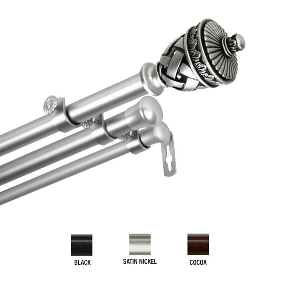 Araceli Triple Curtain Rod 13/16 inch dia. 28-48" - Satin Nickel