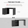 thumbnail image 3 of L-Shaped Corner Straight Writing Desk with Storage Shelf, Drawer, Home Office PC Table Computer Workstation, Black, 3 of 7