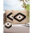 thumbnail image 6 of Pack of 2 Outdoor Pillow Covers, Boho Black Brown and White Geometric Moroccan Farmhouse Khaki Waterproof Square Throw Pillowcase Cushion Decorative Pillow Covers for Couch Patio Tent, 18x18 in, 6 of 6