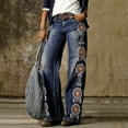 thumbnail image 1 of SMihono Pantalons en Lin pour Femmes Mode Grande Taille Décontractée Jeans Imprimés Mode Décontractée Pantalons Longs Jambes Larges pour Femmes, jusqu'à 65 % de Réduction!, 1 of 3