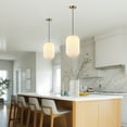 thumbnail image 6 of Globe Electric 1-Light Matte Brass Pendant Lighting with Ribbed Opal Glass Shade, 6 of 8