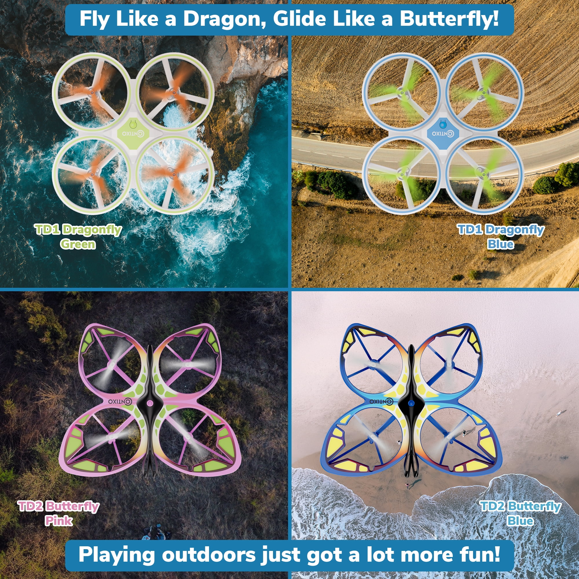 (3 pack) Contixo Drones for Kids, Kids Drone with LED Lights, Altitude Hold, and 16-Min Flight, Blue Dragonfly