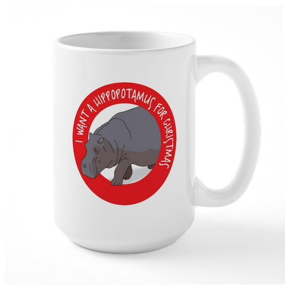 CafePress - Hippo For Christmas - 15 oz Ceramic Large White Novelty Mug