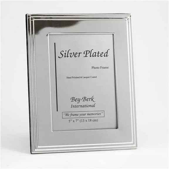 Bey-Berk International SF107-11 Silver Plated 5 x 7 in. Picture Frame with Easel Back - 7.5 x 0.25 x 9.65 in.