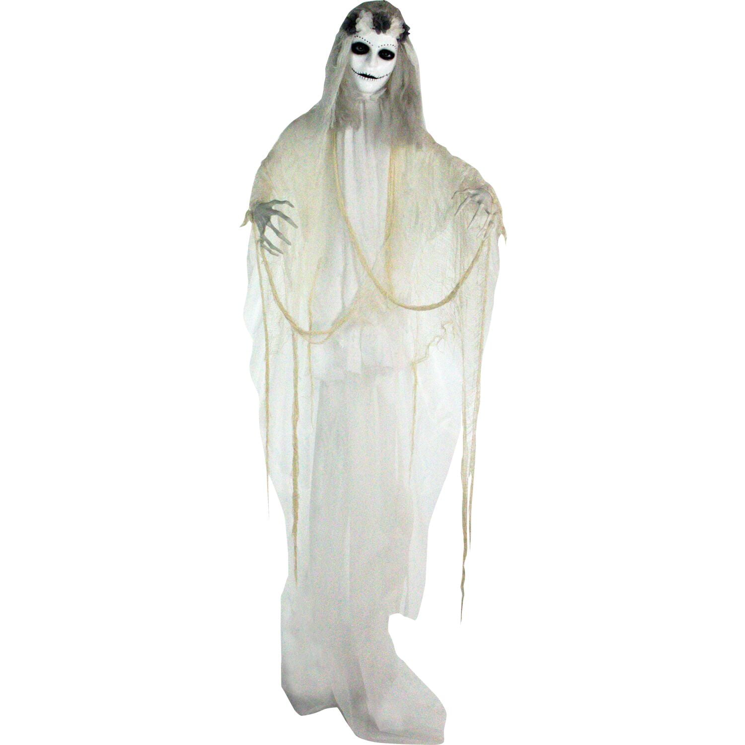 Haunted Hill Farm 6 ft Bride Animatronic with Lights and Sound, HHBRIDE-2FLSA