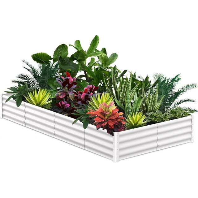 6x3x2 FT Raised Garden Bed Outdoor, Galvanized Raised Garden Bed for Gardening, Rectangular Metal Planter Box for Planting Plants Vegetables and Flower
