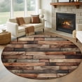 thumbnail image 2 of Western Barn Door Round Area Rugs Collection 8', Vintage Farmhouses Wooden Door Brown Non Slip Indoor Circular Throw Runner Rug Floor Mat Carpet for Living Room Dining Table Bedroom Nursery, 2 of 9