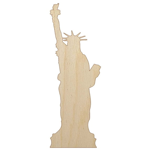 Statue of Liberty Solid Wood Shape Unfinished Piece Cutout Craft DIY Projects - 4.70 Inch Size - 1/8 Inch Thick