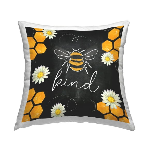 Stupell Industries Bee Kind Honeycomb Daisies Printed Throw Pillow Design by ND Art