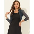 thumbnail image 2 of Semi Sheer Elegan Mangas Largas Bolero Shrug Top para Mujer Gris oscuro L, 2 of 5