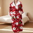 thumbnail image 2 of Women's Fleece Plush Robe Long Warm Plush Bathrobe Loungewear Jacket Printed Comfort Robe, 2 of 5