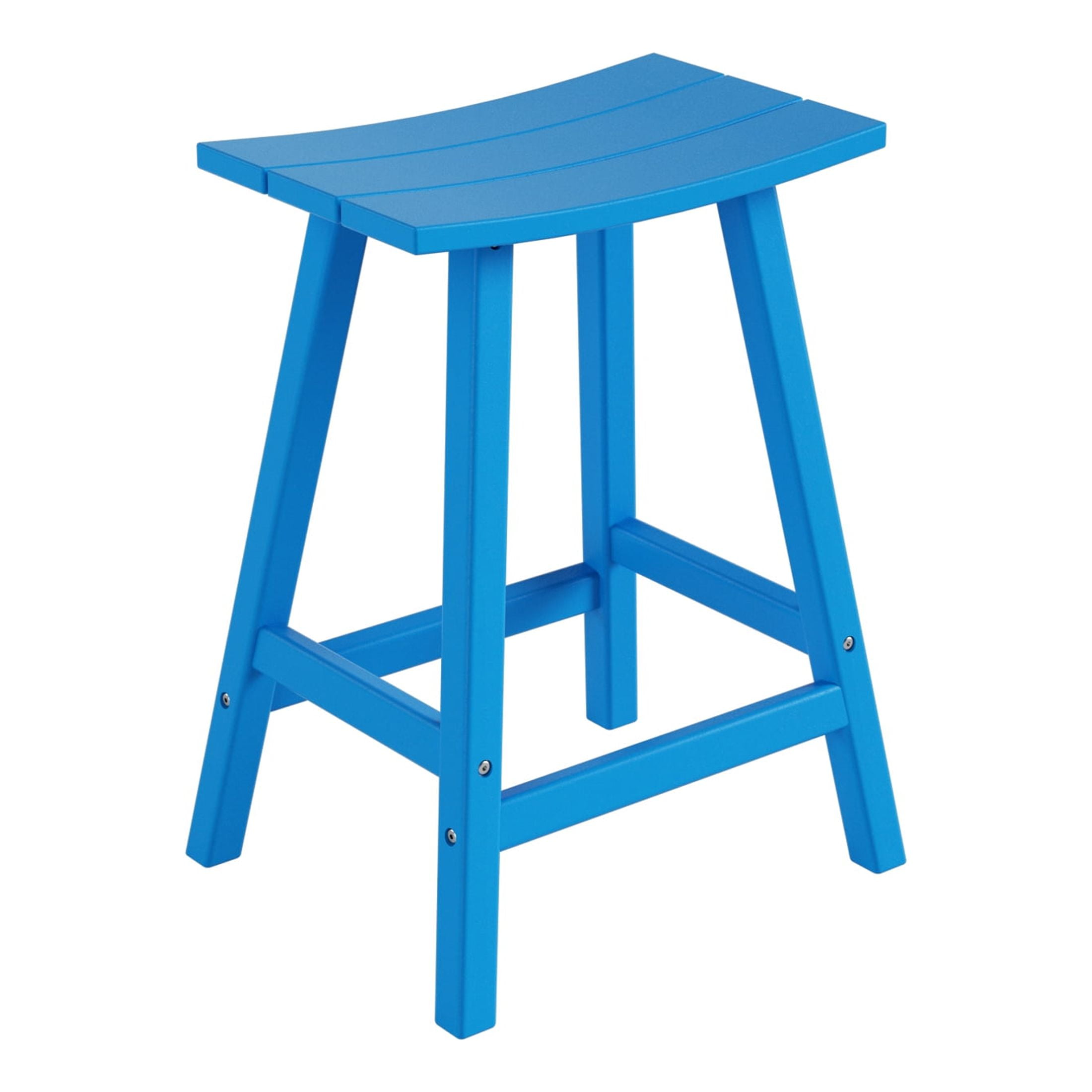 GARDEN 24" Inches Adirondack Plastic Outdoor Bar Stools for Patio, Pacific Blue