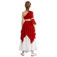 thumbnail image 3 of YiZYiF Kids Girls Single Flared Sleeve Praise Dance Dress High Low Hem Liturgical Church Worship Costumes Red 6, 3 of 7