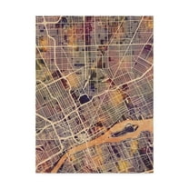 Trademark Fine Art 'Detroit Michigan City Map II' Canvas Art by Michael Tompsett