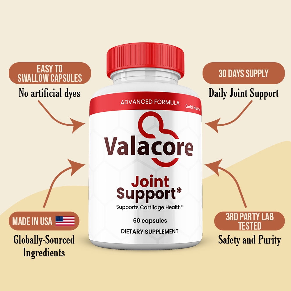 Valacore Joint Support Capsules,, Vala core Maximum Strength Joint Support Supplement All-Natural Pills, 30 Day Supply per Bottle (2 Pack)