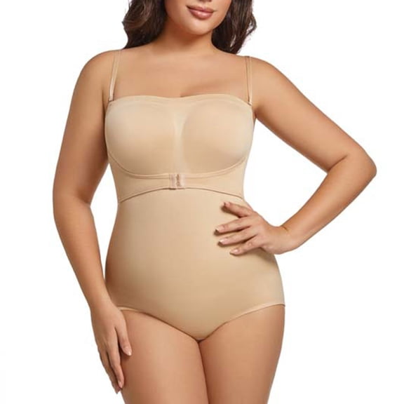 JGGSPWM Bodysuit for Women Tummy Control Shapewear Seamless Tight Strapless Suspender Body Clothes Body Shaping Open Jumpsuit Beige XXL