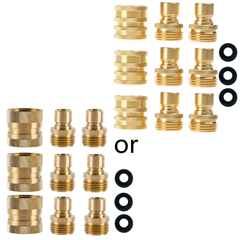 JZROCKER Garden Hose Quick Connector Fittings 3/4" GHT Adapters 3 Female Coupler 6 Male