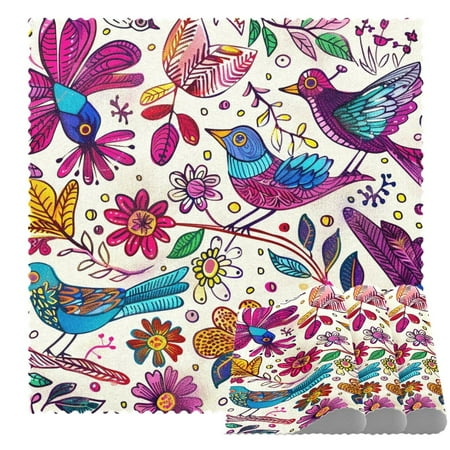 

Placemats Set of 1 Non Slip Washable Table Placemats Colorful Birds and Flowers