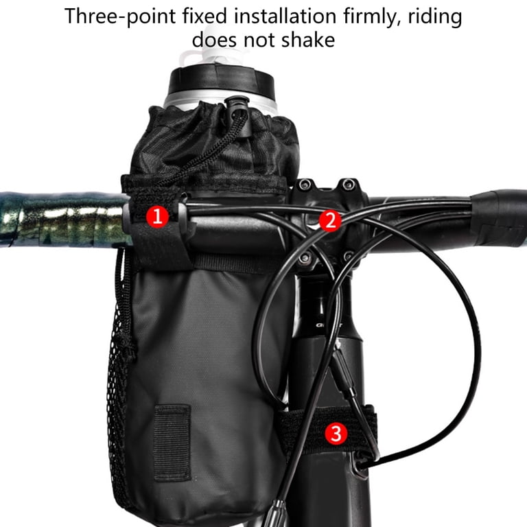 2 Pack Bike Cup Holder Handlebar Bag - Insulated Water Bottle Holder With Adjustable Straps For Bikes & Scooters
