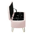 thumbnail image 6 of Dtwnek Faux Fur End of Bed Storage Ottoman Bench with Gold Legs, Pink, 6 of 9