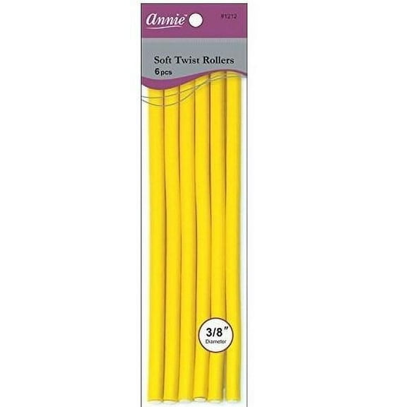 Annie Soft Twist Rollers 10" x 3/8" Yellow,Pack of 6