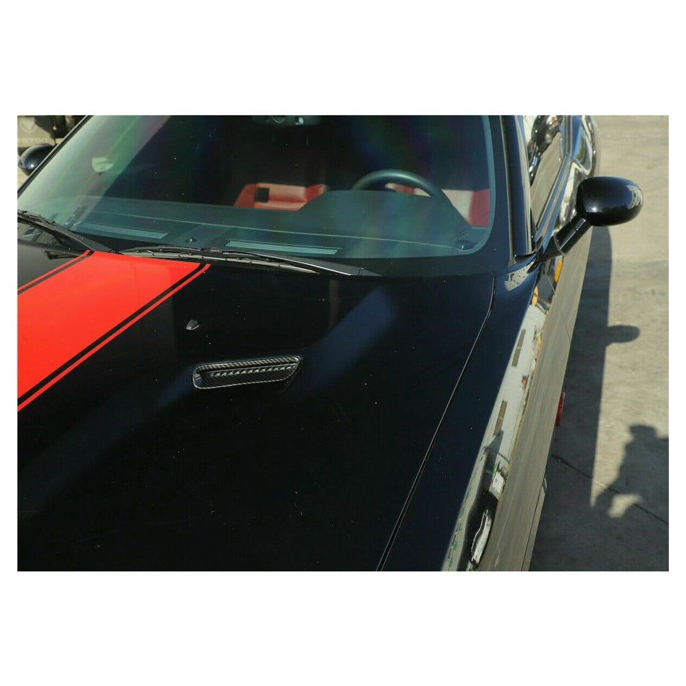 Zynkor Carbon Fiber Hood Scoop Air Vent Cover Trim Frame for Dodge for Challenger 2009-2014 Front Left Right Brushed 2 Pieces/Set-Pakcage FDC2CFHSAVCTF