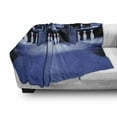 thumbnail image 3 of Bowling Party Soft Flannel Fleece Throw Blanket, Symmetrical Bowling Pins on an Empty Alley Hobby Fun Challenge Theme, Cozy Plush for Indoor and Outdoor Use, 70" x 90", Blue White Red, by Ambesonne, 3 of 6