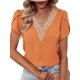 thumbnail image 1 of Blusa de manga corta con cuello en V y pétalos de encaje para mujer Manga Pétalo Naranja CH Manga Pétalo Naranja CH Xishao ropa, 1 of 2