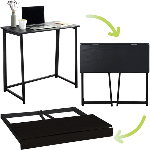 Escritorio de Computadora Plegable con Ruedas y Patas Ajustables, Estilo Minimalista para Estudio, Oficina o Dormitorio, 80 x 40 x 74 cm, Color Vintage