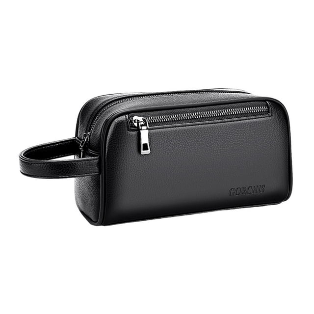 QualitChoice Men's Handbag Phone Card Holder Large Strap Clutch with Black Wrist Capacity Purse Black