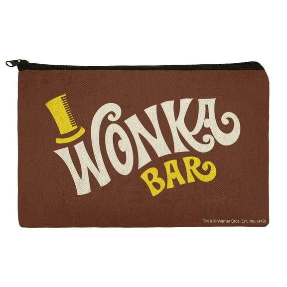 Willy Wonka and the Chocolate Factory Wonka Bar Logo Makeup Cosmetic Bag Organizer Pouch
