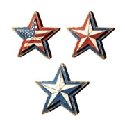 4th of July Tiered Tray Decor Wooden Star Set, 3 Pcs Memorial Day Table Decorations, Rustic Patriotic Tabletop Home Decor, Red White and Blue Decorations for Home