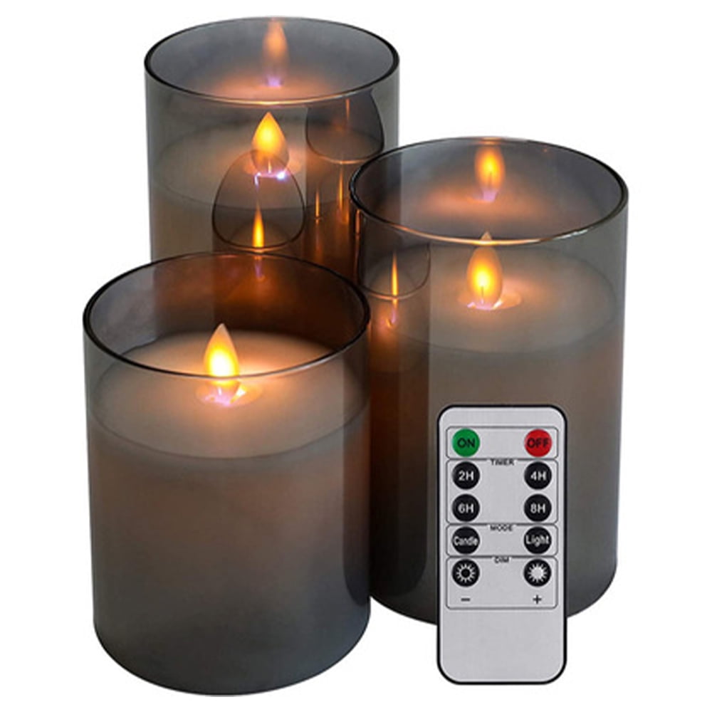 LED Flickering Flameless Pillar Candle Led Remote Candle Dinner Party Xmas Decor 