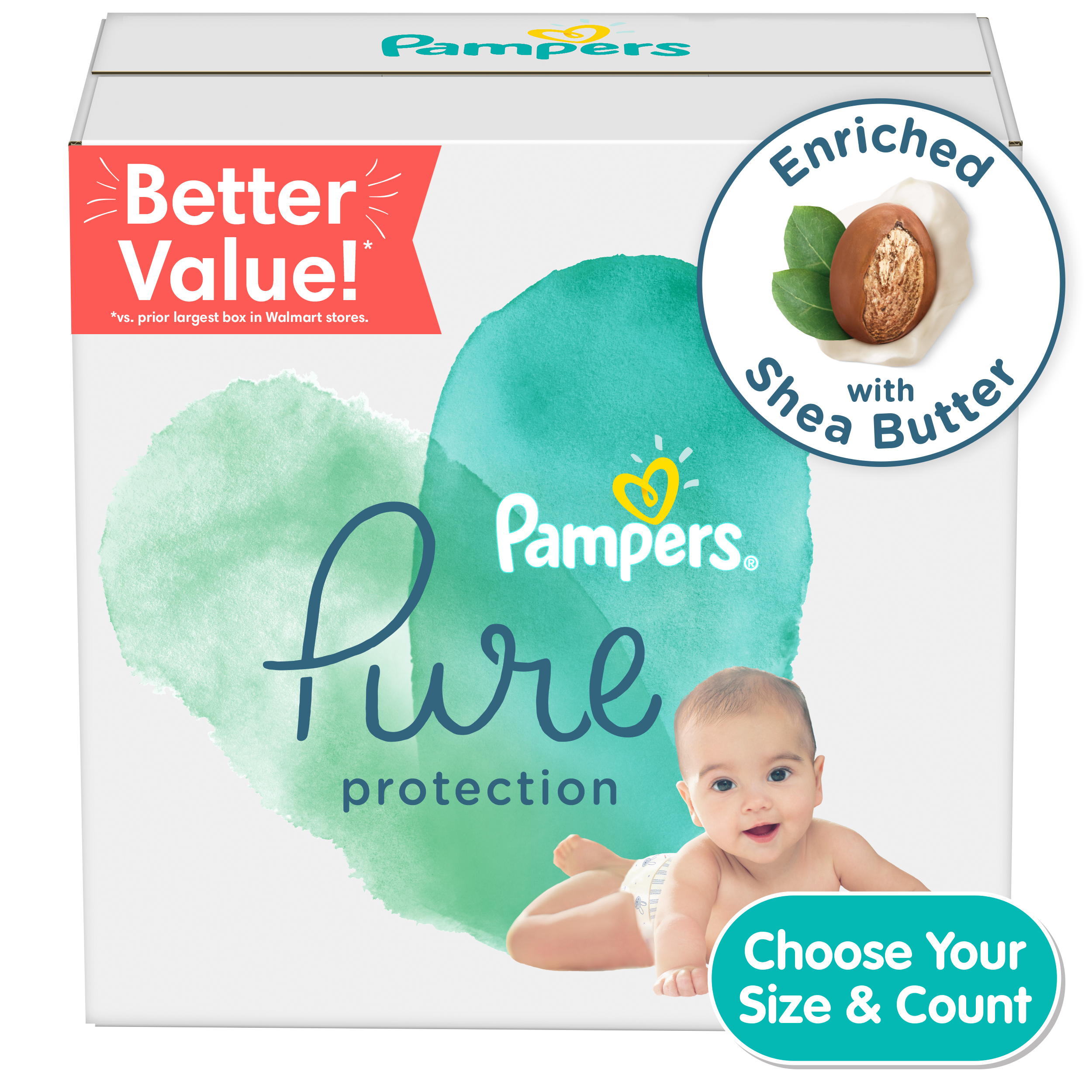 Pampers Pure Protection Natural Diapers Size 1 136 Ct Walmart