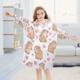 thumbnail image 5 of Wearable Blanket with Sleeves and Pocket Oversized Hooded Sweatshirt 3-14 YR Capybaras and Heart S, 5 of 7