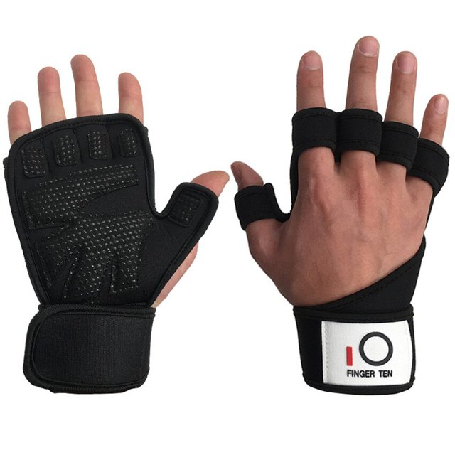 Guantes de medio dedo para hacer ejercicio, manoplas de Fitness para gimnasio, deportes al aire libre, levantamiento de pesas, culturismo, con correas, envío directo Fivean Guantes deportivos