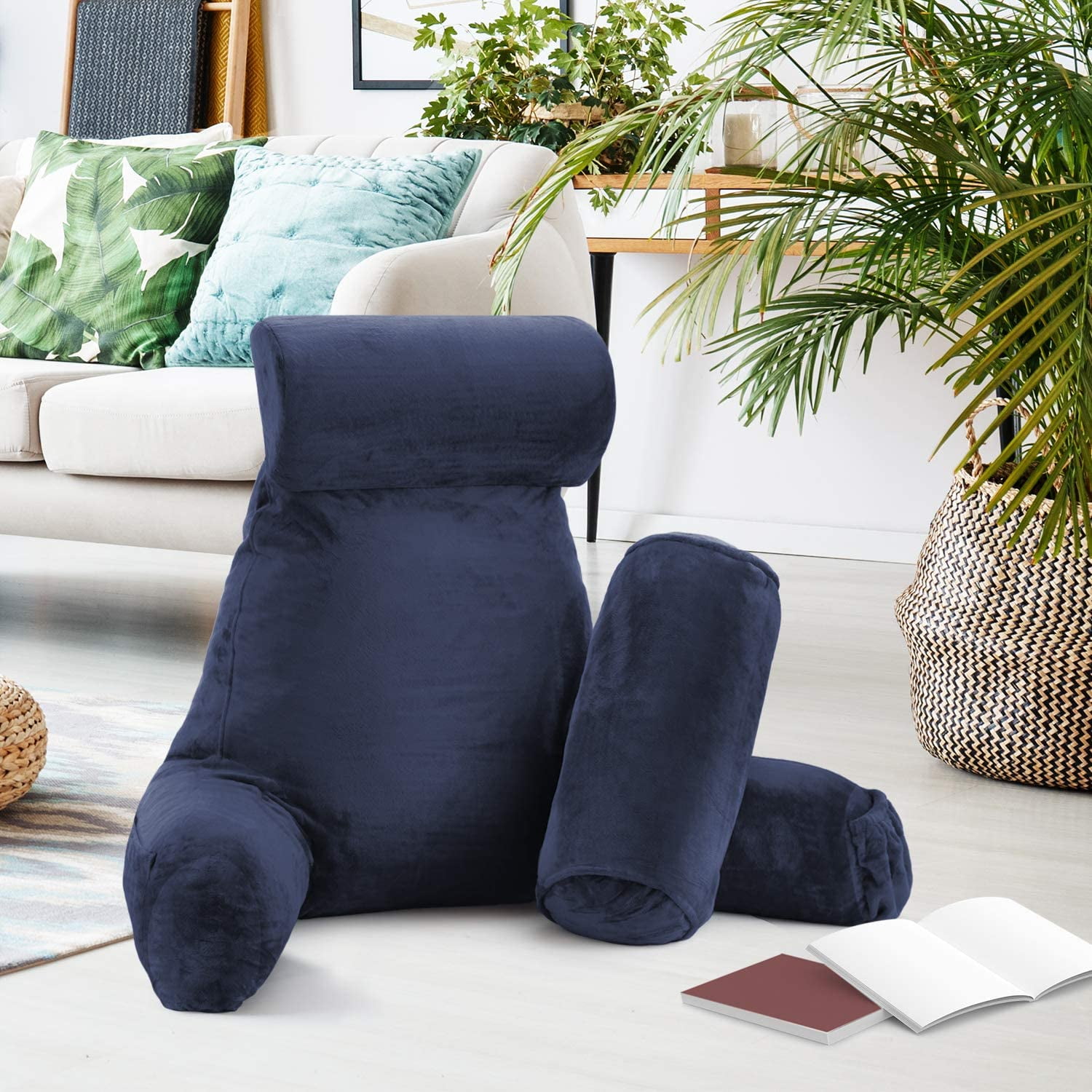 Bed Rest Lounger Backrest Armrest Plush Pillow TV Gaming Couch Cushion Comfort 