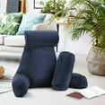 thumbnail image 6 of Nestl Reading Pillow, Extra Large Comfortable Bed Rest Pillow with Arms - Premium Shredded Memory Foam TV Pillow, Detachable Neck Roll & Lumbar Support Pillow - Navy Blue, 6 of 8