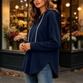 thumbnail image 5 of Hoodie Hzzrkos Women's V-neck Hooded Sweatshirt Long Sleeved Drawstring Hooded Pullover Casual Loose Fall And Winter Curved Hem Sweatshirt Beige L, 5 of 9