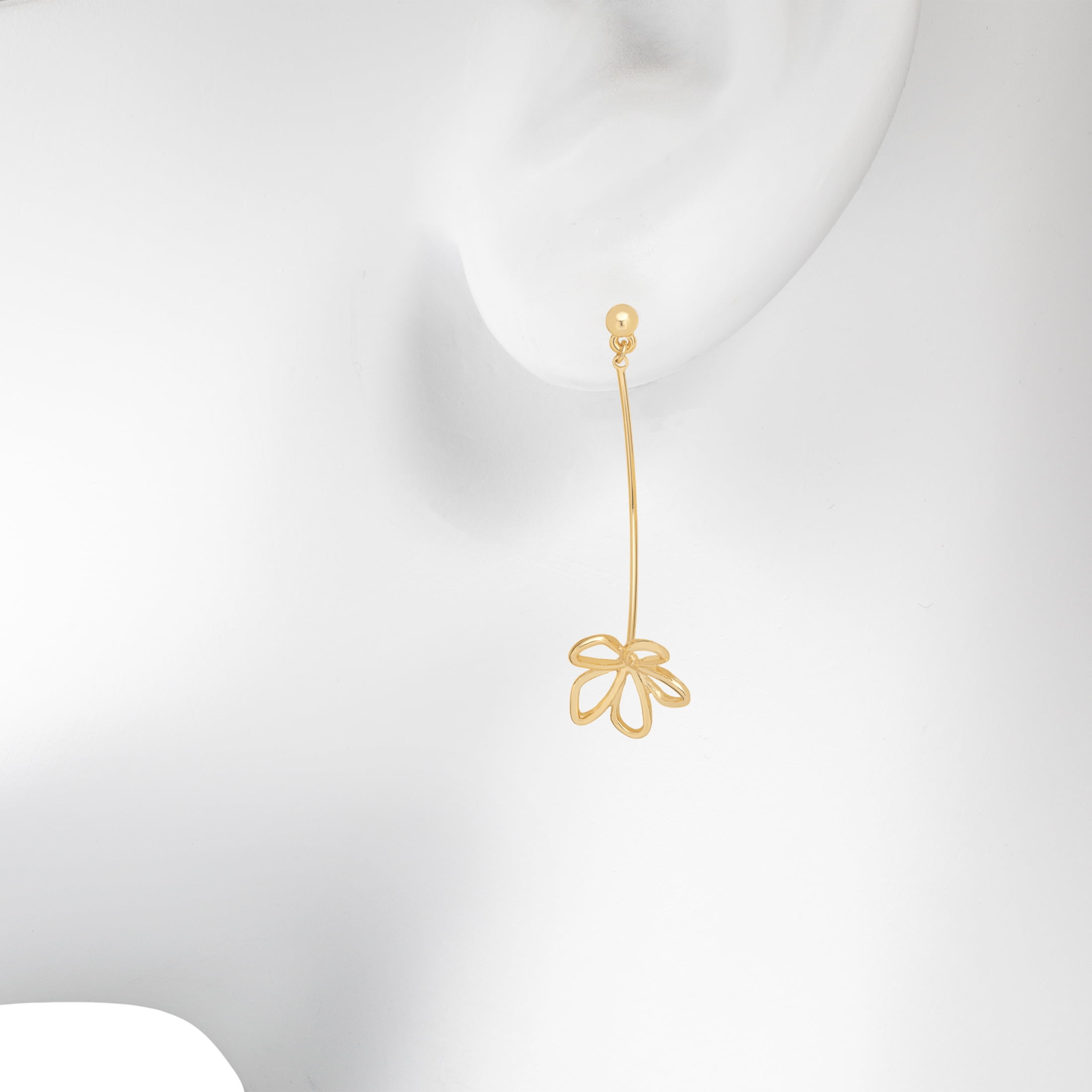 Time and Tru Women's Gold Tone Metal Drop Earrings Floral Design