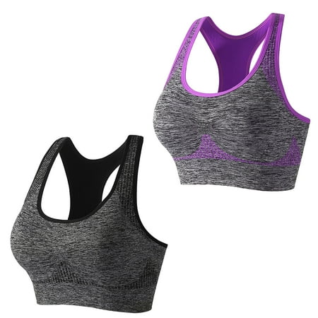 HYSYSB Sports Bras for Women balconette Bras for Women bras No Underwire Full Support compression Bra sports Multipack Padded Bra for Workout Gym Yoga pull On Bras for Women No Hooks Brown L
