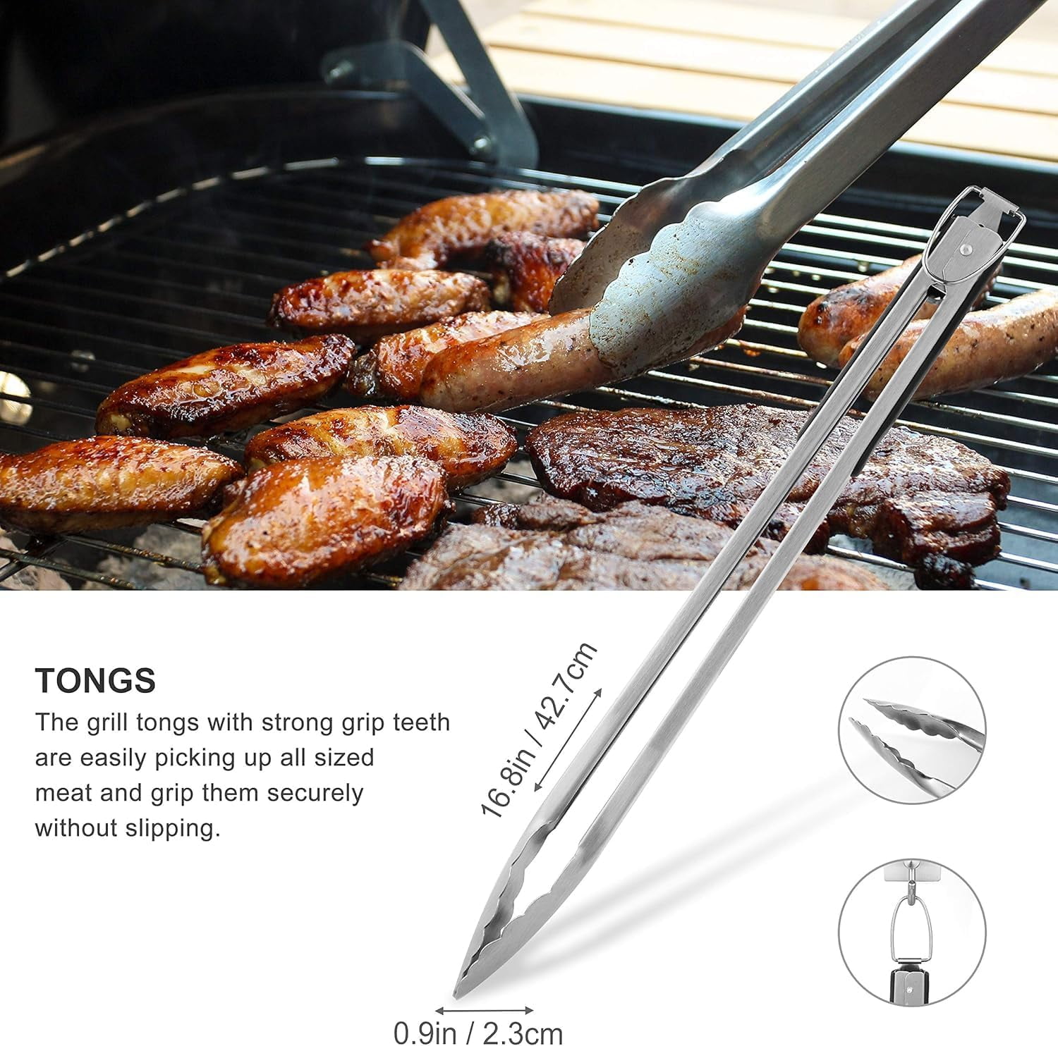 Grilljoy 8PCS Heavy Duty Stainless Steel Grill Accessories Set with Spatula - Pefert Christmas Grill Gifts Set for Man