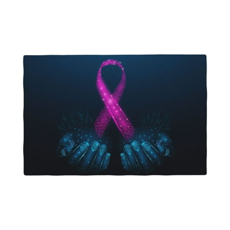 

Table Placemats Set of 6 - Human Hands Holds Pink Ribbon Awareness 12x18 In Faux Linen Double Heat Resistant Place Mats Cloth Indoor/Outdoor Placemats Washable Table Mats for Dining Kitchen Party