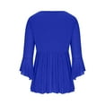 thumbnail image 5 of HongQid Womens Tops 3/4 Sleeve Ruffle Dressy Casual Blouses Double Layers V Neck Tunic Shirt, 5 of 7