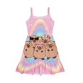 thumbnail image 7 of Uourmeti Girls Capybara Dress Floral Sleeveless Beach Sundress for Summer Kids Cartoon Clothes Midi Tiered Swing Dresses,3-14T, 7 of 7