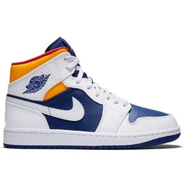 Tenis Nike Air Jordan 1 Mid White Deep Blue Royal Hombre Basquetbol blanco 29 Nike 554724131