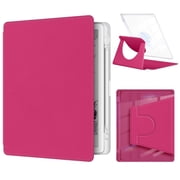 360° Rotating Magnetic Detachable E-Reader Case, Clear Back Cover with Stand & Auto Wake/Sleep, Compatible with Kindle Scribe 11" 2025 Release, Raspberry