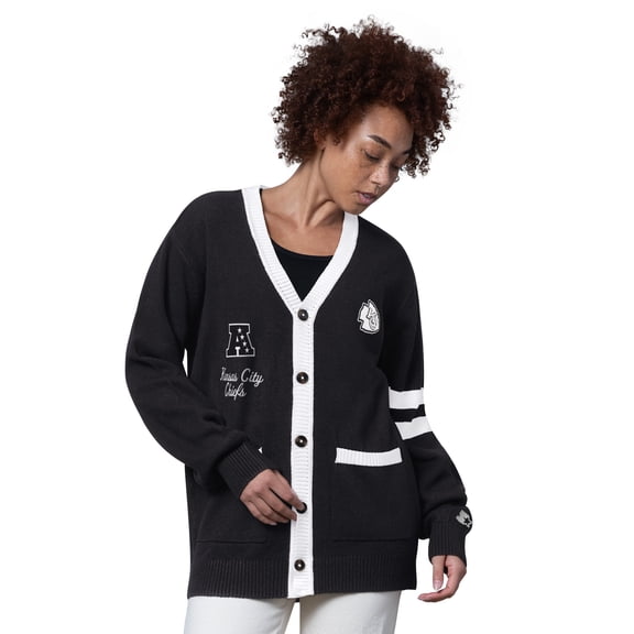 Women's Starter Black Kansas City Chiefs Back Shot Button-Up Cardigan