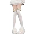 thumbnail image 1 of 1 Pair Princess Style Dress Socks for Girl Calf Tube Frilly Socks Ballet Socks Ruffle Calf Socks with Bows Lace Top Sock black calf, 1 of 4